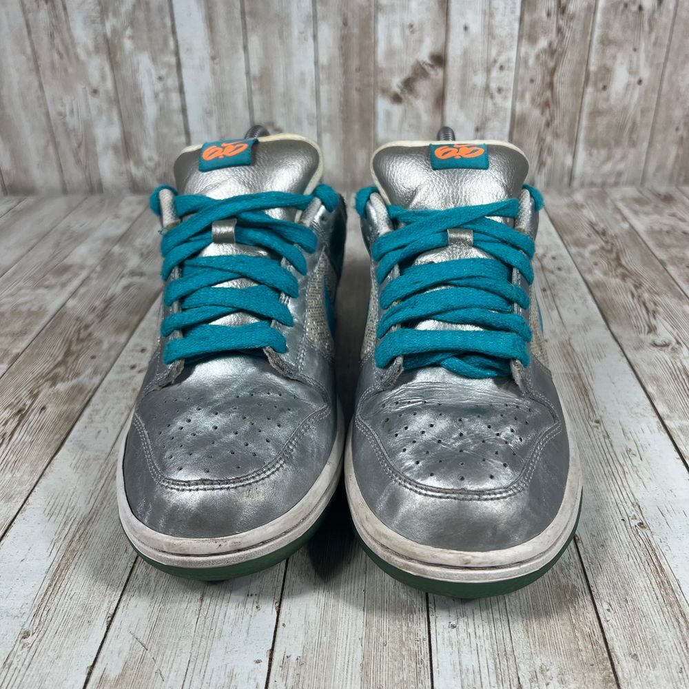 VNTG Y2K Nike Dunk Low‎ Sz 8 Womens Metallic Glitter Turquois orange 454760-048 - Picture 4 of 8